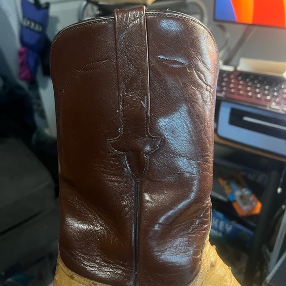 Lucchese Saddle Tan Ostrich Pin Pumps Womens Size 8* pre-owned Vintage. - Picture 7 of 14